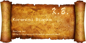 Korencsi Bianka névjegykártya